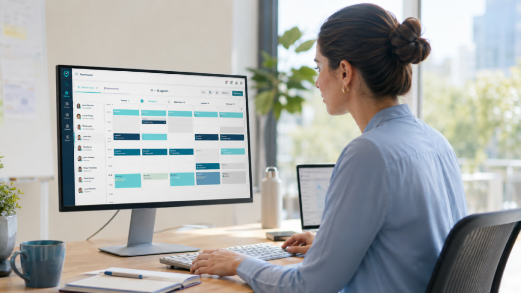 Responsable de RRHH configurando el calendario de jornada intensiva de verano en software de gestión